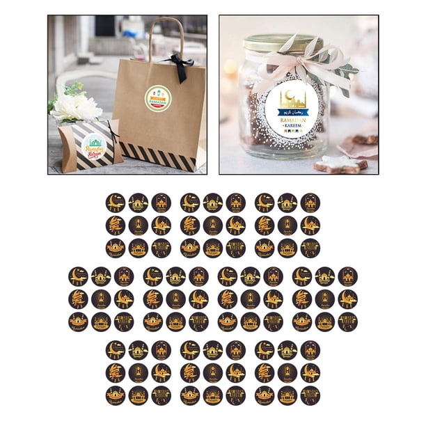 Pegatinas de Eid Mubarak, cajas de pegatinas, decoración de fiesta Eid, pegatinas de invitación, pegatinas de Ramadán para tarjetas, letras, cajas de Estilo D Macarena Pegatinas Eid Mubarak