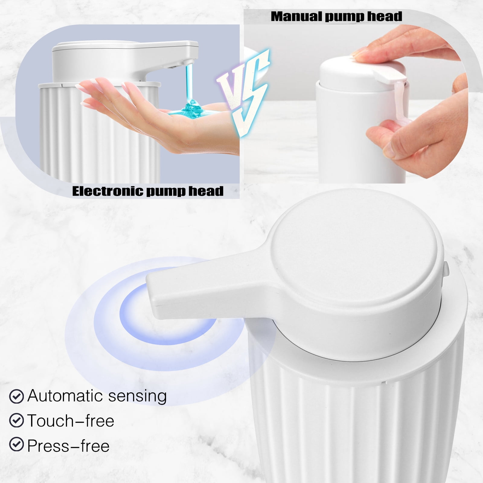 Automatic Soap Dispenser Liquid Touchless 9oz Plastic White 3-Level Adjustable Modern Auto Soap Dispenser Bathroom Kitchen Hand Dish Lotion