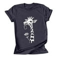 thumbnail image 5 of Elvqul Crewneck Tops for Women Spring Summer Blouses Pullover Plus Size Giraffe Print Dark Gray Womens Shirts Short Sleeve, 5 of 6