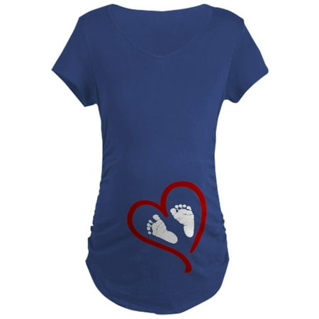 

CafePress - Baby Feet Heart Red Maternity T Shirt - Maternity Dark T-Shirt