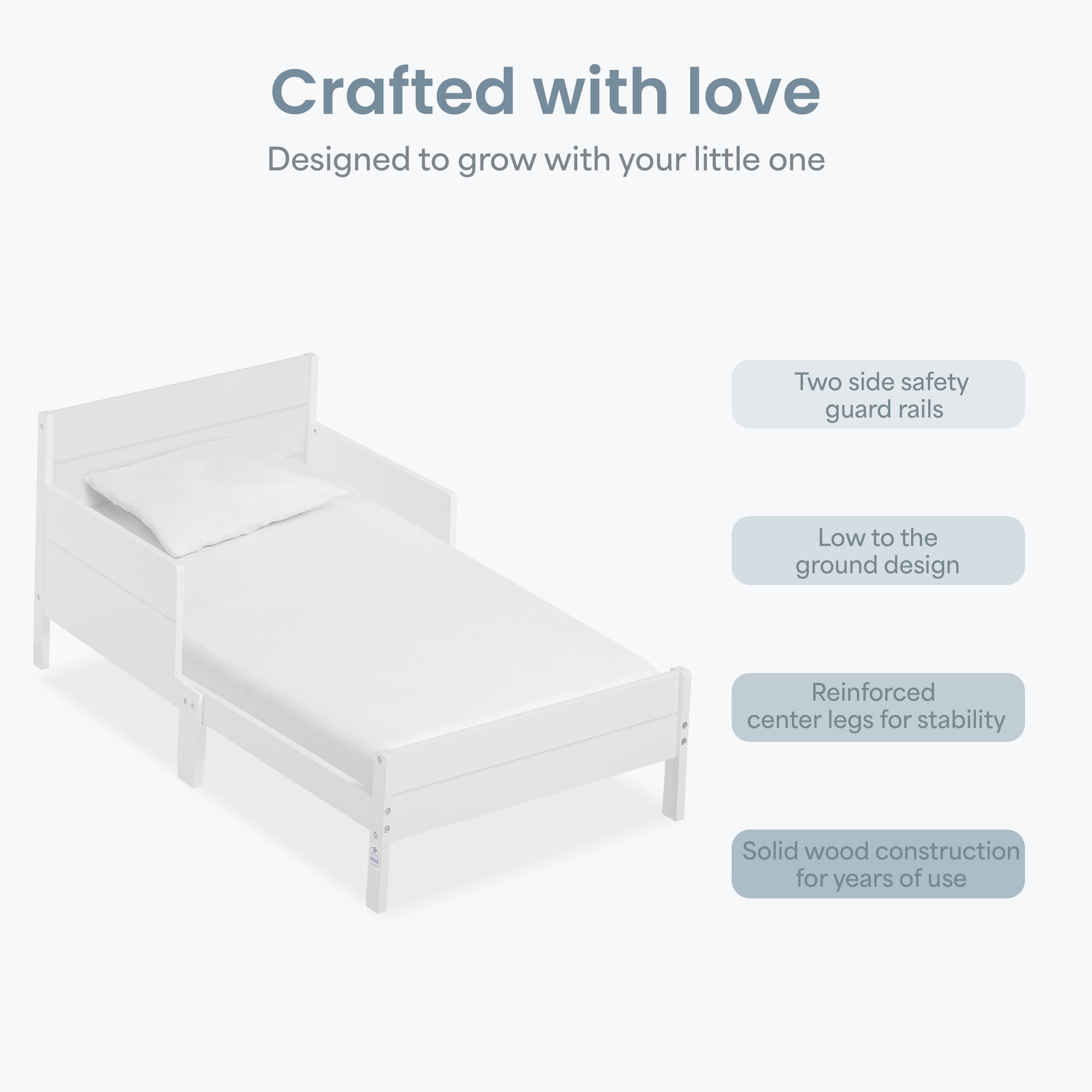Dream On Me Holland Toddler Bed made with Sustainable New Zealand Pinewood, White