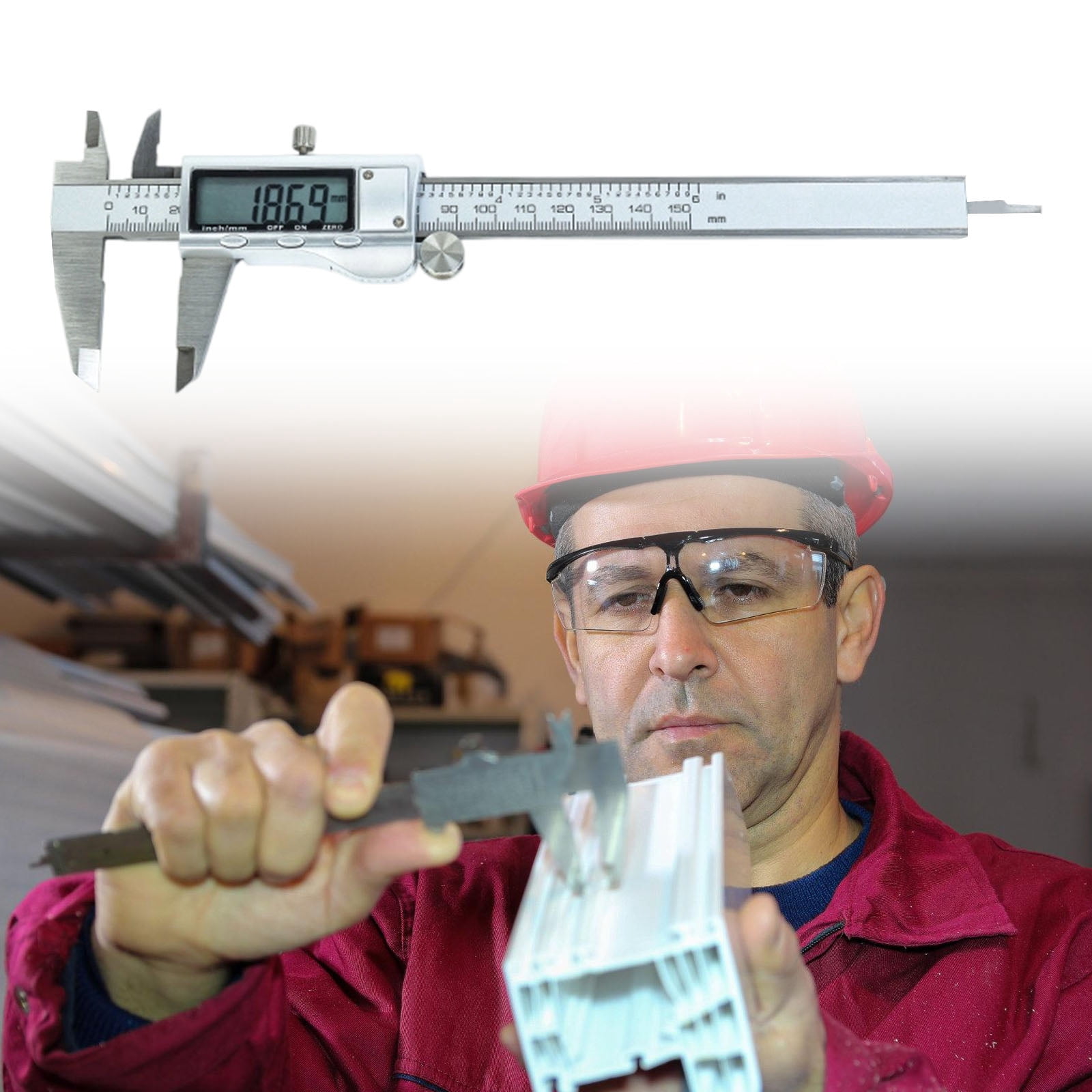 Digital Caliper 150mm 6" with 0.01mm, Stainless Steel Body & LCD Screen for Engineers and Projects