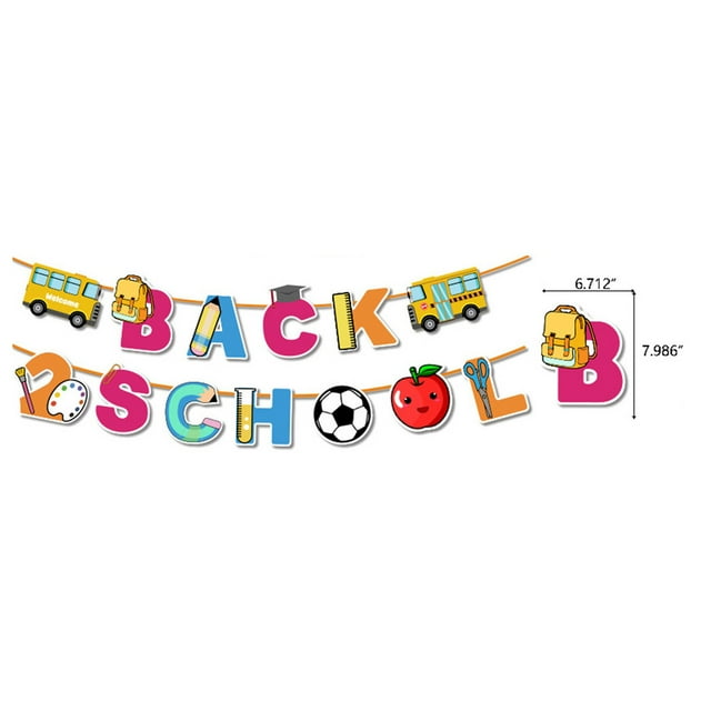 Pompotops Décorations de Fête de la Rentrée Rentrée Saison d'Ouverture Bannière Règle Autobus Scolaire Ensemble de Dessus de Gâteau Fournitures de Fête de la Rentrée Liquidation