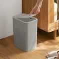 thumbnail image 3 of AuroraX 2.2 Gallon Bathroom Trash Can with Press Top Lid Affordable Luxury Rectangle Odor Seal Gray 2 Pcs Trash Bin Plastic Modern for Bathroom Bedroom Office, 3 of 8