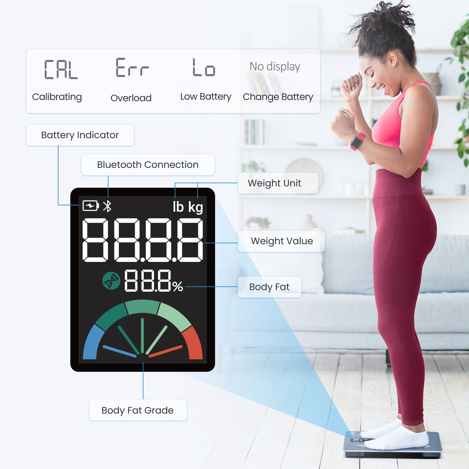  RENPHO Scale for Body Weight 500lbs, Extra-High Capacity Smart Bathroom  Scale with Ultra Wide Platform 12 x 12 inches, Body Fat Scale with Large  LED Display, Health Monitor Sync App, Elis