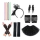 thumbnail image 2 of Conjunto de disfraz de neón Retro de los años 80, accesorios de fiesta para mujer, falda, pendiente, diadema de encaje, guantes de rejilla, pulseras de neón, collar, 2 of 8