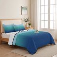thumbnail image 5 of Full Quilt Set 78''x90'', Teal Blue Ombre Lightweight Bedspread Coverlet Set with 2 Pillow Shams, Modern Abstract Art Gradient Breathable All Season Quilt Bedding for Bedroom/Guest Room, 5 of 9