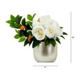 thumbnail image 2 of Nearly Natural 16in. Artificial Peony Dahlia Arrangement white Vase, White, 2 of 4