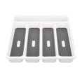 thumbnail image 1 of Gray Silverware Tray Fork Collection Container 5 Compartments Soft-grip Lining Plastic Cutlery Sto Banmo, 1 of 4