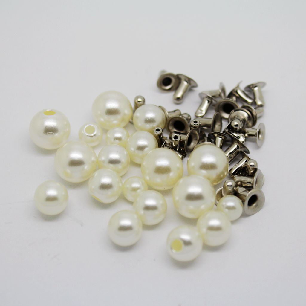 60Pcs Pearl Rivets Studs Button for Clothes Bracelet Leather Crafts 6 8 10mm 