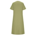 thumbnail image 4 of Casual Loose Dress for Women V Neck Cotton Linen Midi Dress with Pockets Comfy Summer Lounge Sleepwear Outfit, 4 of 7