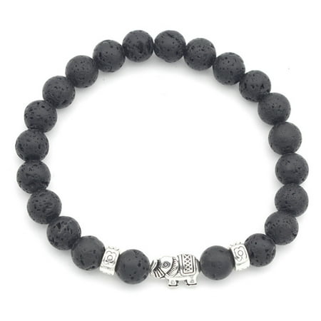 KABOER Fashion Women Men Elephant Black Yoga Energy Bracelet Lava Stone Beads Bracelet Healing Jewelry