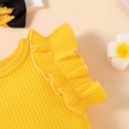 thumbnail image 5 of Penkiiy Toddler Baby Girls Lace Sleeve Top Sunflower Shorts Headdress Clothes Suit Tutu Dresses for Toddler Girls 18-24 Months Yellow On Clearance, 5 of 9