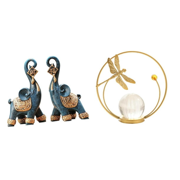 Escultura De Elefante De Resina Moderna Con Forma De Bola De Cristal, Adorno Artístico, Artesanía Coleccionable Para Escritorio, Estantería, Hogar, Oficina, Pasillo, Chimenea, Dormitorio,