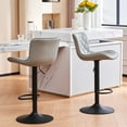 thumbnail image 4 of YOUNIKE Bar Stools Set of 2 Adjustable PU Leather Counter Stools with Diamond Lattice Texture Backrest, Gray, 4 of 10