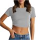 thumbnail image 1 of Tops de Trabajo de las Mujeres, Nueva Camiseta Casual de Cuello Redondo de Manga Corta con Cordón de Color Sólido para Diario Y Viajes, 1 of 9