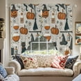 thumbnail image 5 of Swag Curtains Valances for Windows, Vintage Halloween Pattern Short Kitchen Window Curtains Over Sink, Pumpkin Witch Hat Black Cat Cafe Curtains Panel Set Of 2,Rod Pocket, 63 Inches Length, 5 of 8