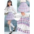 thumbnail image 4 of Falda JK para niña, falda corta a cuadros de otoño para niños, conjunto de falda plisada de otoño para niñas de escuela primaria, 4 of 4