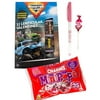 Monster Jam Truck 32 Lenticular Valentine Cards with Charms Mini Lollipops and Happy Valentine's Day Pen Classroom Exchange Bundle