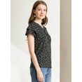 thumbnail image 4 of Blusa Informal Con Cuello En V Y Manga De Casquillo Superior Con Estampado Floral Para Mujer Negro XL, 4 of 6