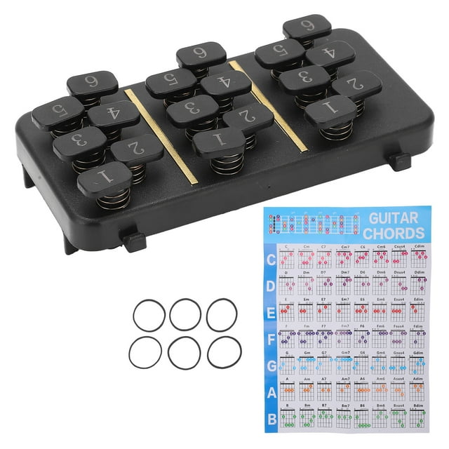 Juego de herramientas para cambiar acordes de guitarra, sistema de ayuda para el aprendizaje de instrumentos musicales, material didáctico para principiantes.