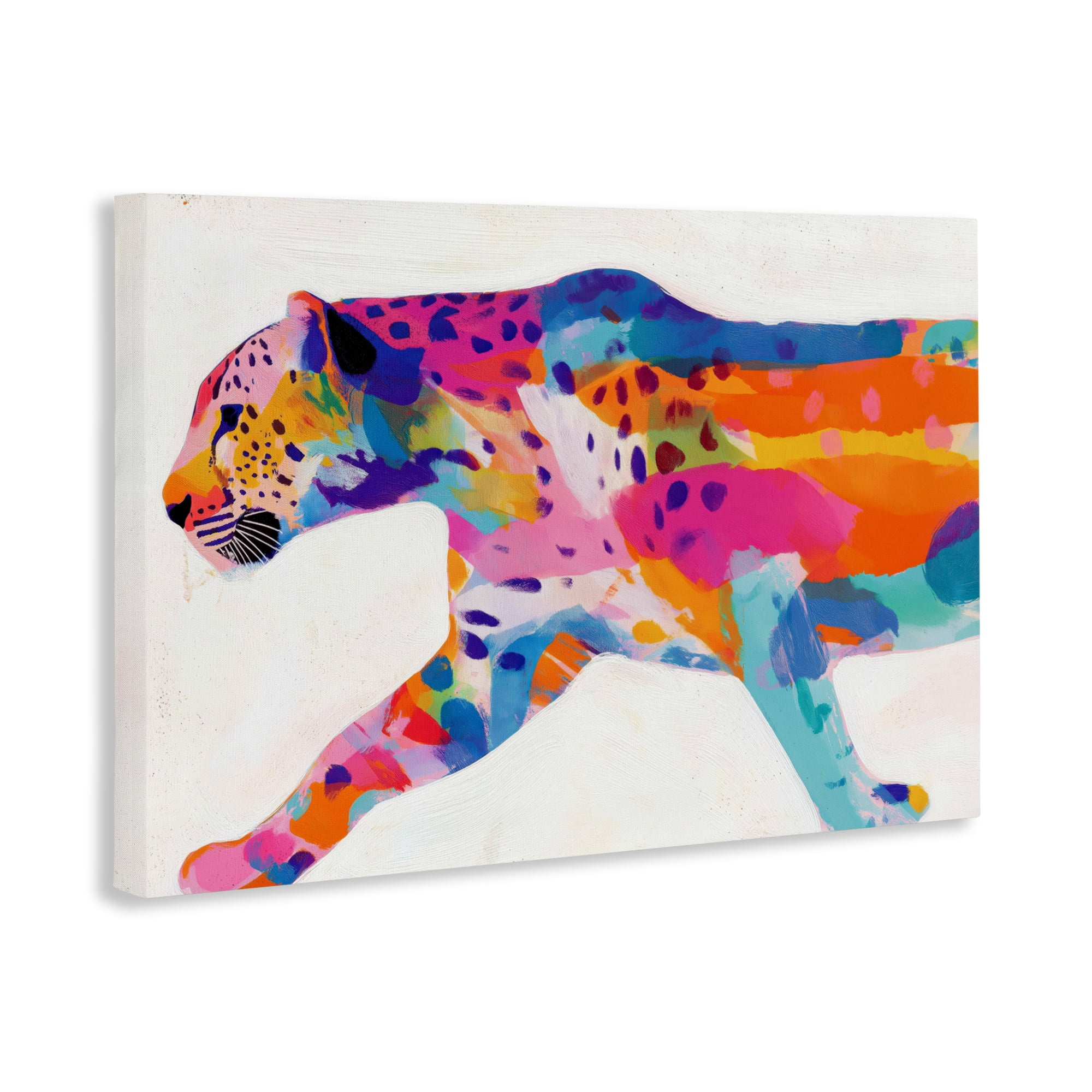 Stupell Industries Vibrant Hued Cheetah In Motion Canvas Wall Art, design by Chromatic Storm Studio