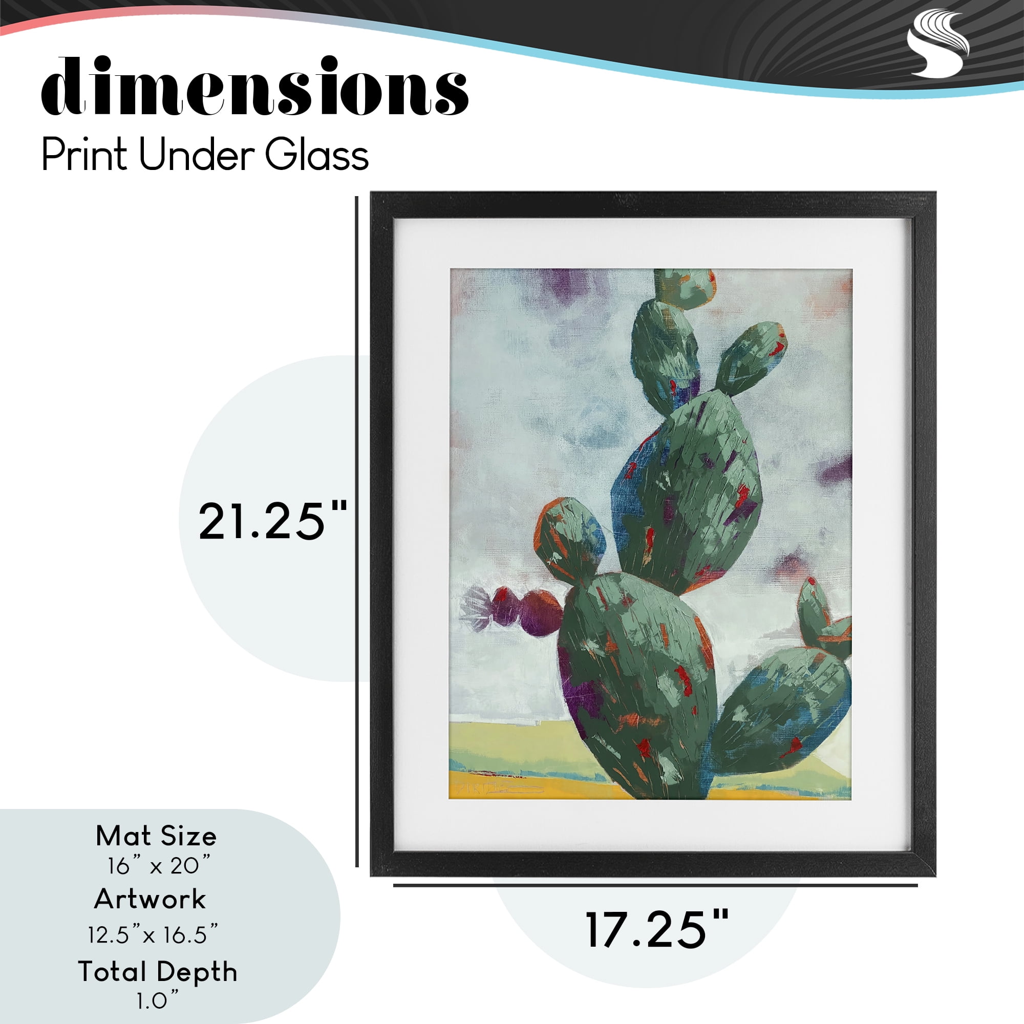 Stand Tall Rounded Cacti Black Framed Print Under Glass, design by Dianna Fritzler