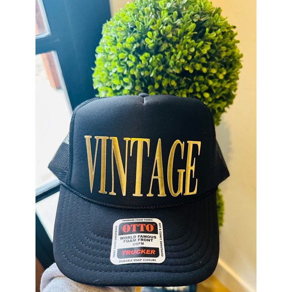 Southern Attitude Designs-Vintage Puff Vinyl Black Unisex Foam Trucker Hat