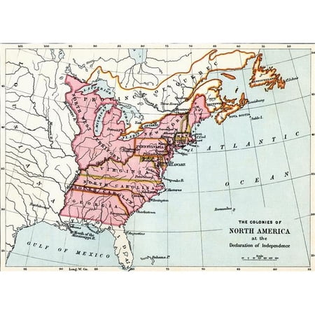 Posterazzi Map of The Colonies of North America At The Declaration of Independence, 1776 From The Book Short History of The English People by J.R. Green Published London 1893 Poster Print,
