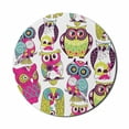 thumbnail image 1 of Cartoon Mouse Pad for Computers, Owl Eyes Funny Best Friends Forever Animal Themed Fun Design, Round Non-Slip Thick Rubber Modern Gaming Mousepad, 8" Round, Multicolor Coral, by Ambesonne, 1 of 2