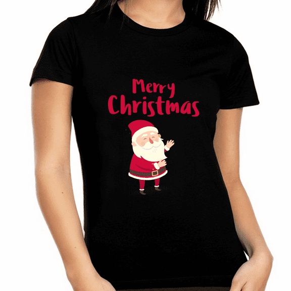Cute Santa Christmas T Shirts for Women Plus Size Christmas Outfits Womens Christmas Shirt Christmas PJs