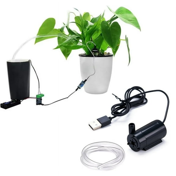 USB Submersible Pump 1m Cable DC Low Voltage Ultra-Quiet Mini Small Water Pump 5V Submersible Pump for Aquarium,1 * small water pump 1 * 6X8mm water pipe,Black