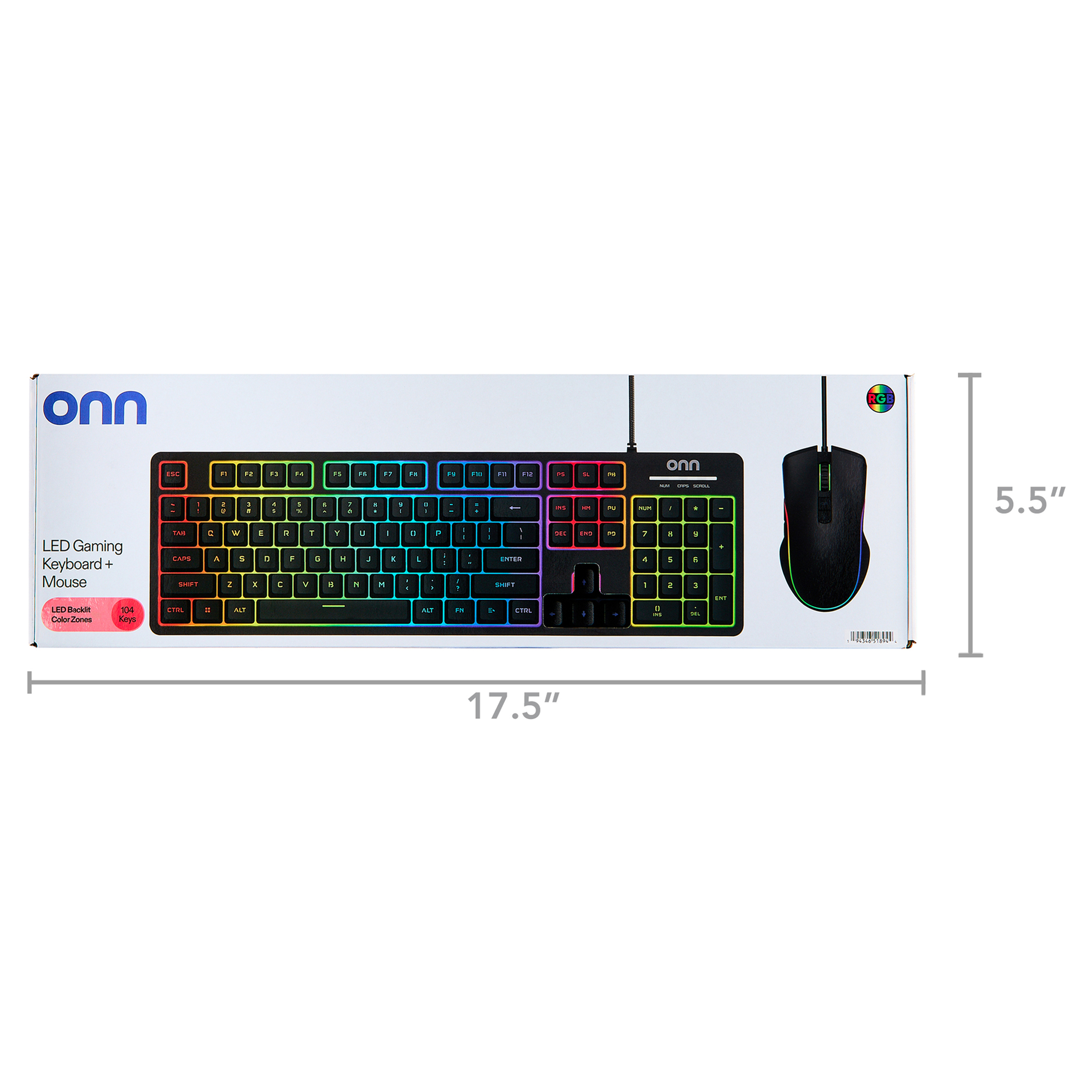 Combo de teclado y mouse gamer de membrana con cable onn con retroiluminación LED para mayor visibilidad 4