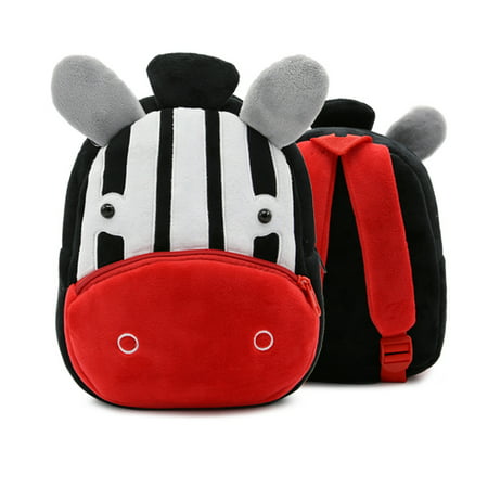 Fymall Children Toddler Preschool Plush Animal Cartoon Backpack,Kids Travel Lunch Bags, Cute Zebra Design for 2-4 Years