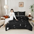 thumbnail image 4 of jejeloiu White Black Bedding Comforter Set,Cartoon Stars Twin Comforter Sets,Kawaii Moons Bedding Set For Girls,Luxury Bedroom Decor Reversible,2pcs, 4 of 8