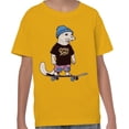 thumbnail image 2 of Smartprints Otter Space Skater Cartoon Youth T-Shirt Gold, Cotton, XS, 2 of 4