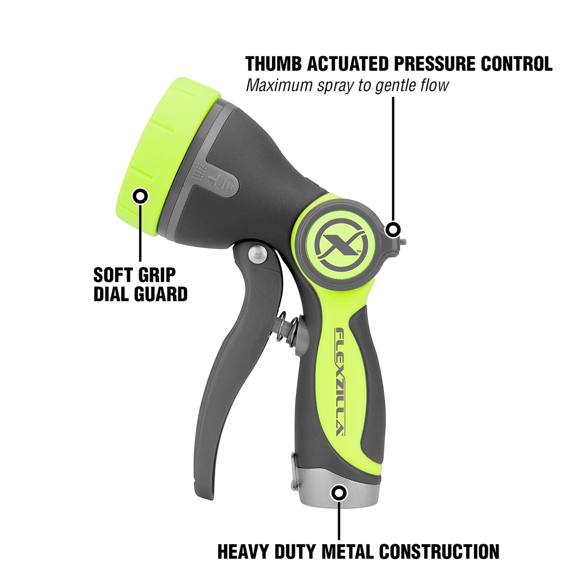 Flexzilla Garden Hose Nozzle - Heavy Duty Pistol Grip, Metal Construction, ZillaGreen