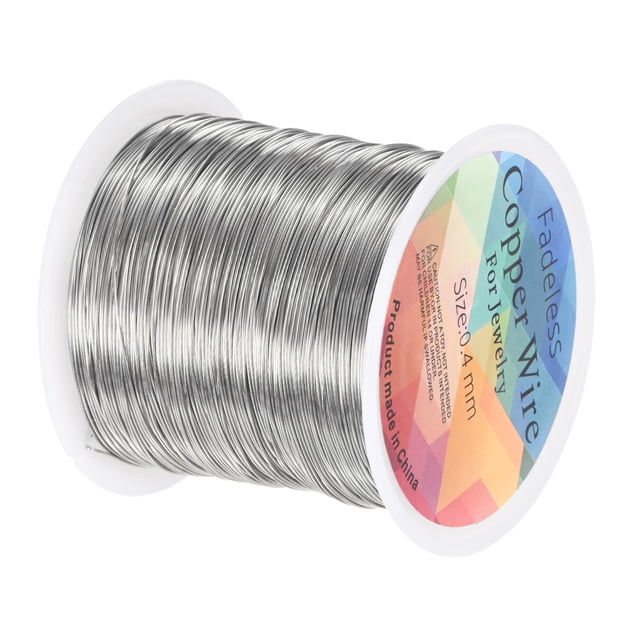 Alambre de Joyería Uxcell 0.4mm 26 Gauge 328ft Alambre de Cobre para Beadwork Fabricación de Joyería Plantación Tejido DIY 100m Blanco Plateado