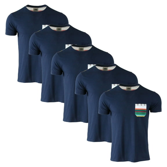 Beautiful Giant 5 Pack Trendy Men's Fitted Crew Neck T-Shirts, Navy White