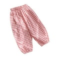 thumbnail image 2 of Kndvns Toddler Baby Girl Boy Classic Pants Plaid Elastic Jogger Gingham Long Pants Summer Fall Harem Pants 2025 NEW Pink 5-6 Years, 2 of 7