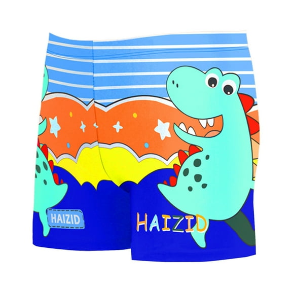 MEZZALL Cute Cartoon Breathable Boys Swim Trunks Swimwear For Kids Comfortable Square Leg Swimming Shorts For Boys Ages 4 12, Light Blue, 13-