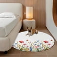 thumbnail image 5 of Area Rug 48in, Spring Colorful Flower Garden Leaves Floor Carpet Living Room Rug, Watercolor Botanical Non-Slip Welcome Mat Indoor Rugs for Bedroom Dining Room, 5 of 9