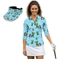 thumbnail image 2 of Garronmavis Pickles Women's Golf Shirt and Sun Visor Hat Set Lightweight 3/4 Sleeve Golf Shirts Fit Plain Sports Sun Visor Hat for Camping Fishing Music Festival Machine Washable, 2 of 7