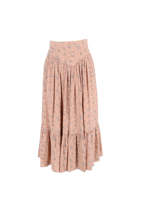 Pre-Owned Celine Prairie Printed Midi Skirt in Peach Silk