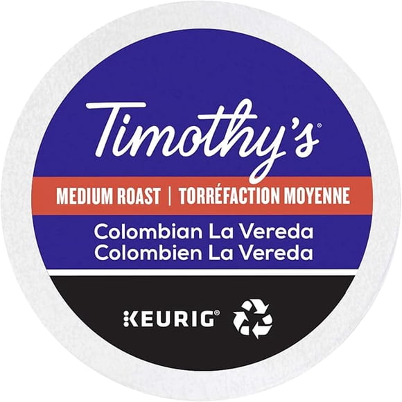 Timothy's Colombian La Vereda K - Coffee , 24 Count For Keurig Coffee Makers (2 Packs, Total 48 Pods)