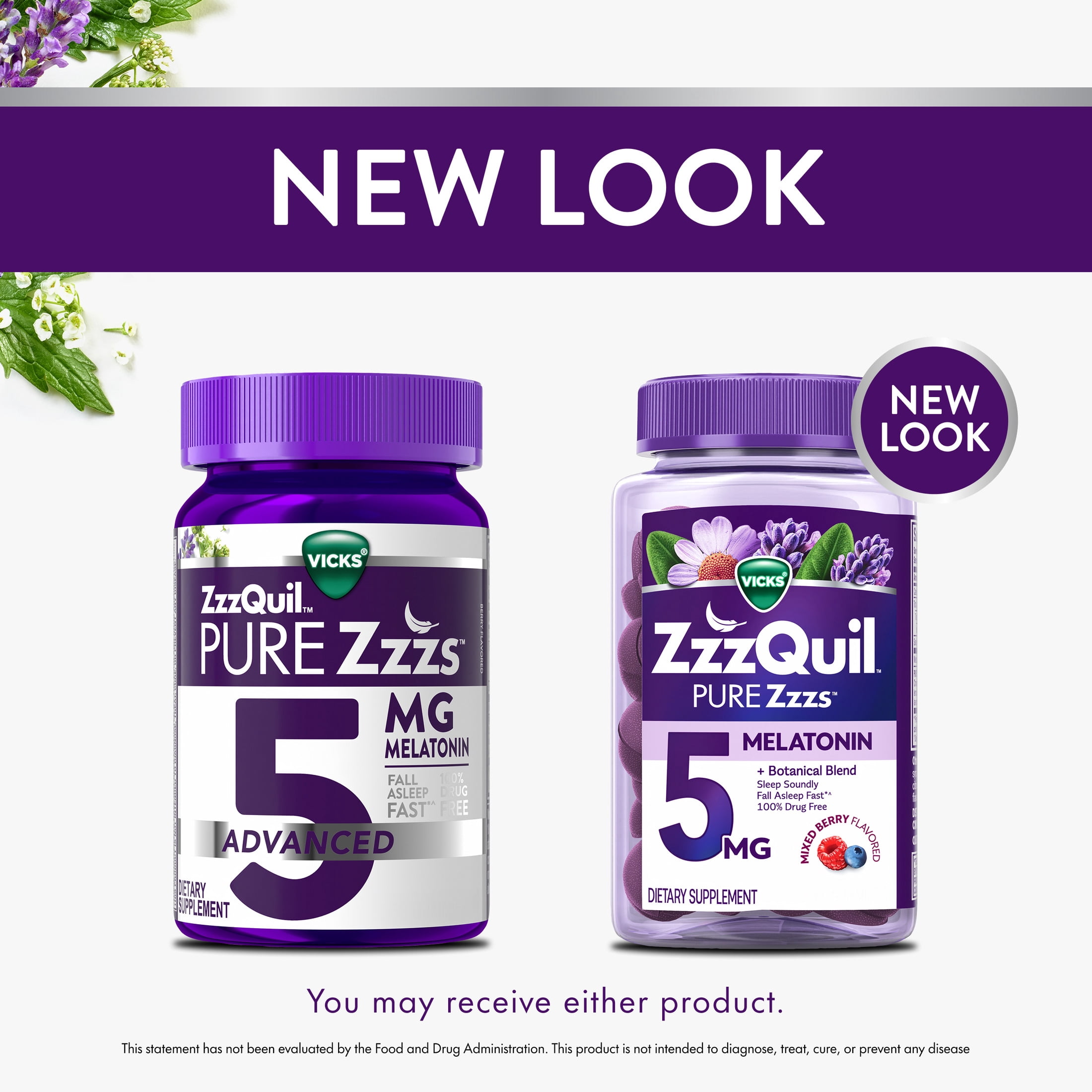 ZzzQuil Pure Zzzs Melatonin Gummies, Melatonin 5mg, Sleep Aid, Berry Flavored, 60 Sleep Gummies