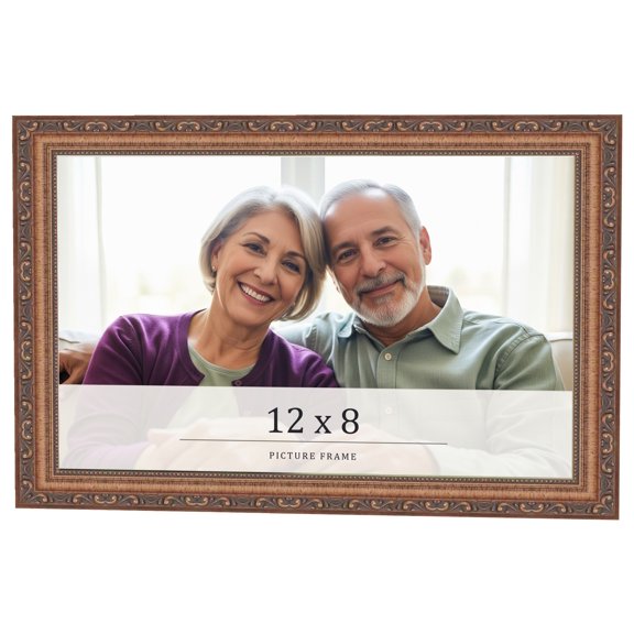 12x8 Frame Gold Solid Wood Picture Frame Width 1.25 Inches | Interior Frame Depth 0.375 Inches |