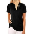 thumbnail image 2 of MIUOWANP Women's T-Shirts Loose Fit Solid Color Round Neck Raglan Sleeve with Pocket Pullover Size L(8)Black, 2 of 8