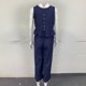 thumbnail image 4 of Trajes De Verano De 2 Piezas Conjuntos de pantalones de algodón de 2 piezas sin espalda para mujer, ropa diaria de pierna ancha (azul oscuro M) Kuymtek para Mujer Azul oscuro T L, 4 of 4