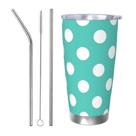 

Tideii Teal Turquoise And White Polka Dot for 20OZ Car Cup Stainless Steel Cold and Hot Cup with Lid Suitable for Outdoor and Home Unisex-Straw Three-piece Set